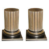 Pair of Carved Black and Gold columns