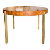 Vintage "modern" burlwood table with brush brass legs