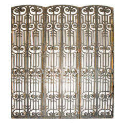1920's set of three 11 1/2' tall  cast iron Art Nouveau panels