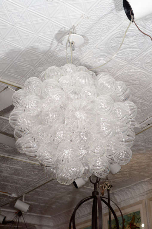 Large Glass Bubble Chandelier with Clear Handblown Bubbles For Sale 4