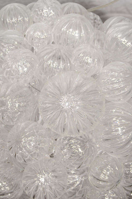 Large Glass Bubble Chandelier with Clear Handblown Bubbles For Sale 3