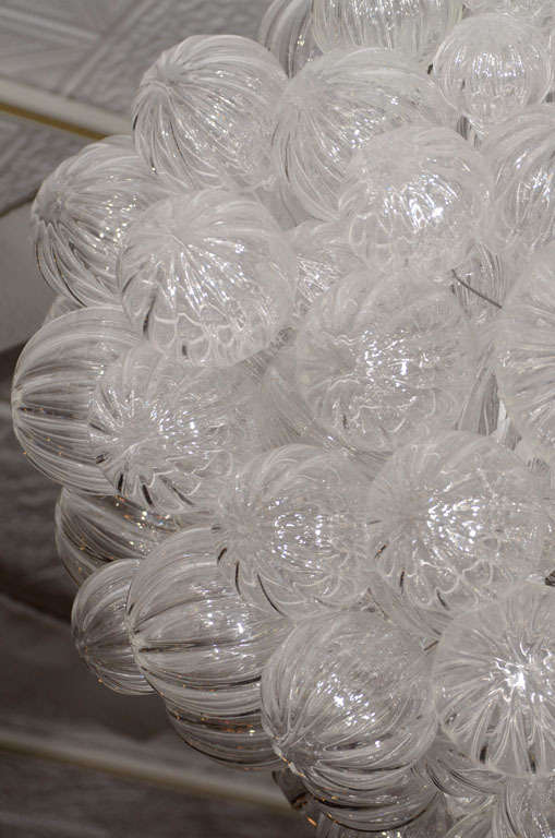 Large Glass Bubble Chandelier with Clear Handblown Bubbles For Sale 2