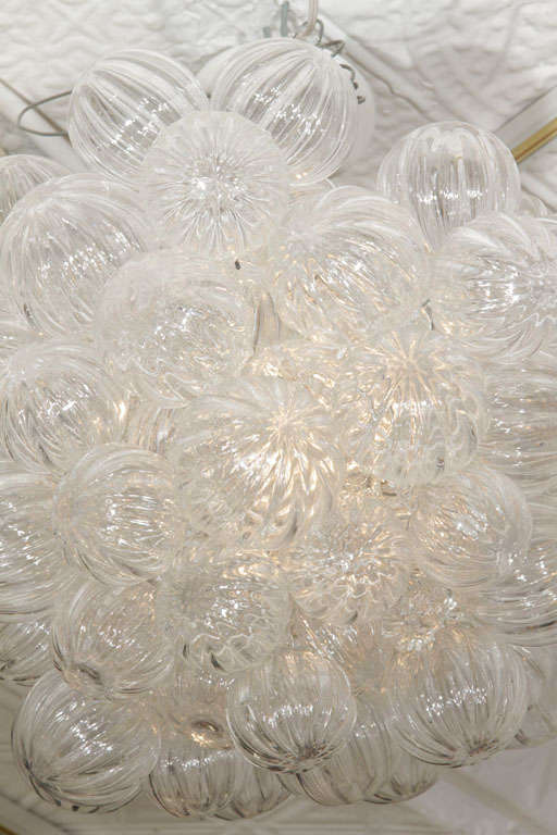 American Large Glass Bubble Chandelier with Clear Handblown Bubbles For Sale