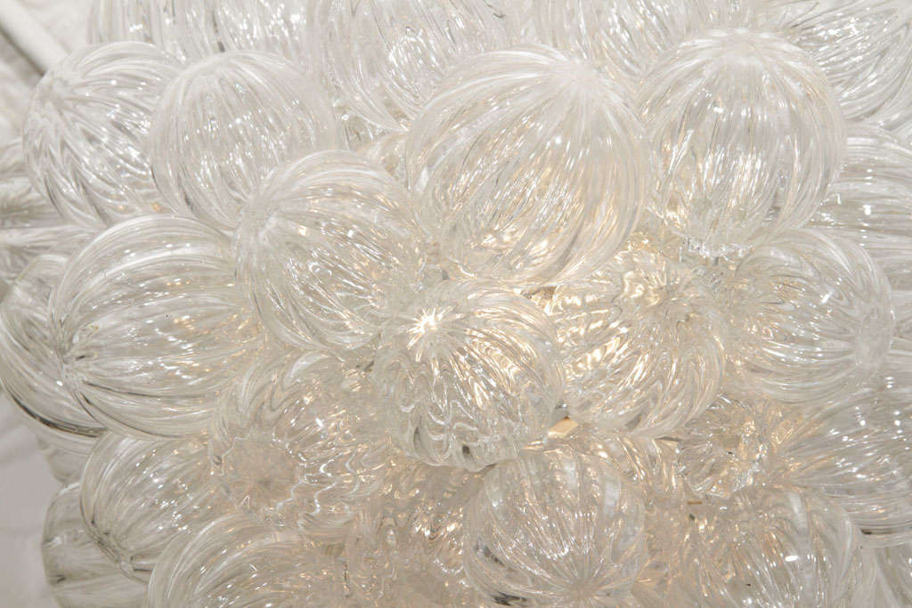 Large Glass Bubble Chandelier with Clear Handblown Bubbles In Excellent Condition For Sale In New York, NY