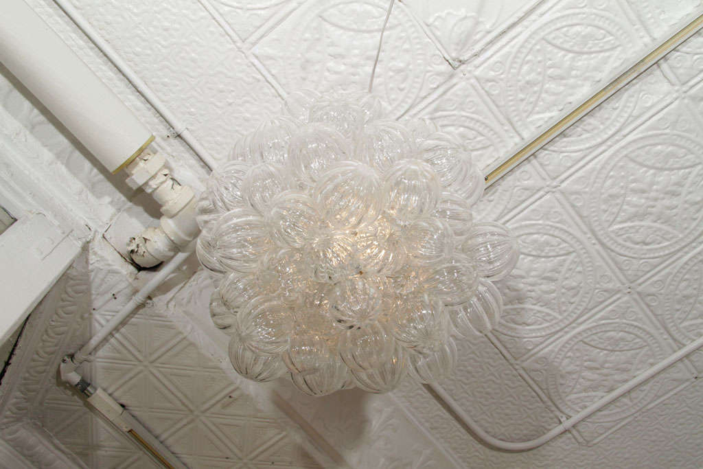 20th Century Large Glass Bubble Chandelier with Clear Handblown Bubbles For Sale