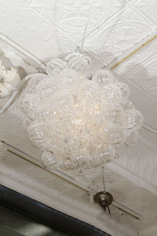 Large Glass Bubble Chandelier with Clear Handblown Bubbles For Sale 1