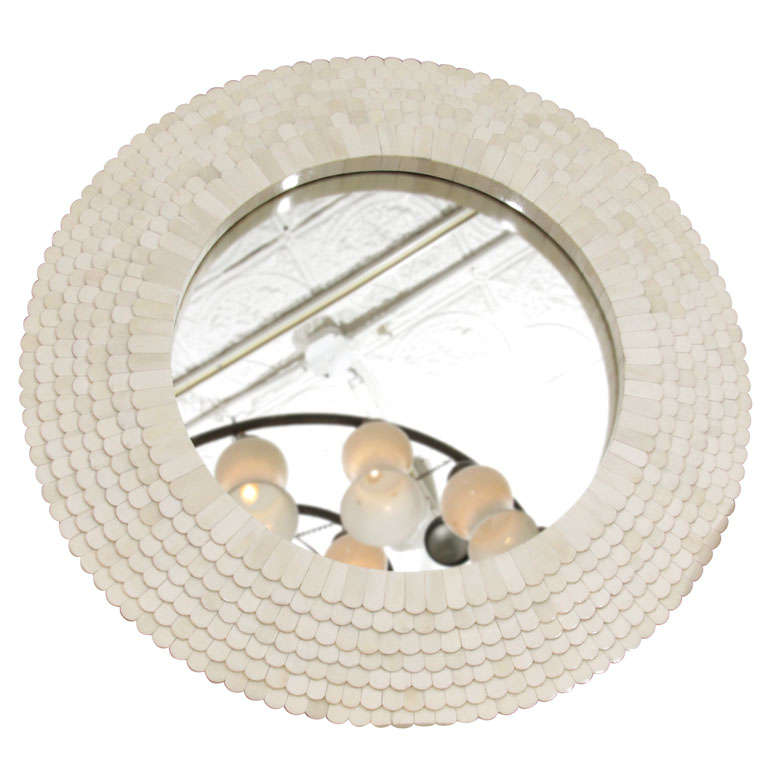 Indian Raj Scalloped Bone Convex Mirror