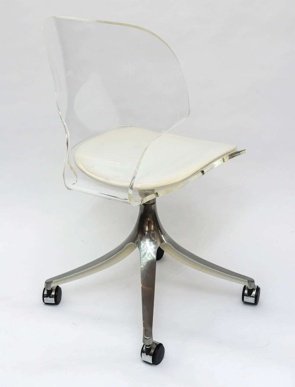 Mid-Century Modern Stunning 1960's Lucite Desk Chair on Chrome Swivel Base