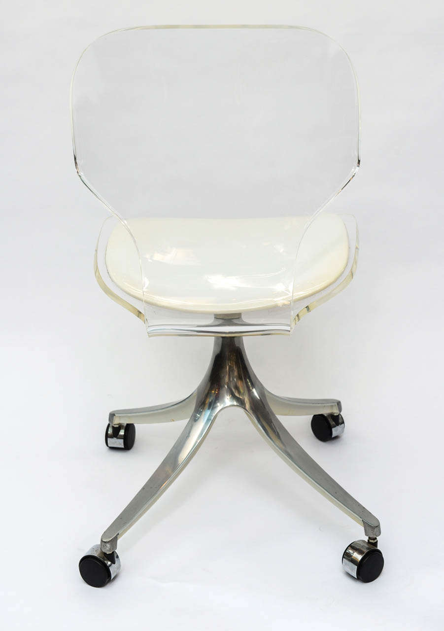 American Stunning 1960's Lucite Desk Chair on Chrome Swivel Base