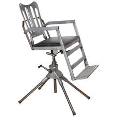 1920's Iron, Cast Aluminum and Leather (Recline & Fold) Military Medical Chair 4