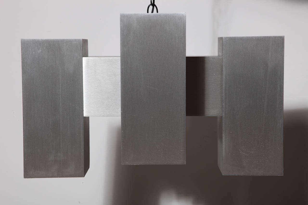 Bemerkenswerte Hängeleuchte aus kubischem Aluminiumguss im Paul Mayen-Stil, 1960er Jahre im Angebot 3