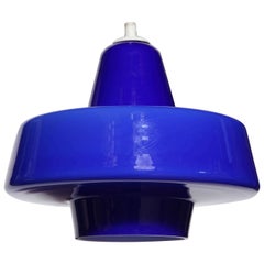 Holmegaard Royal Blue Cased Glass Hanging Lamp, 1950's