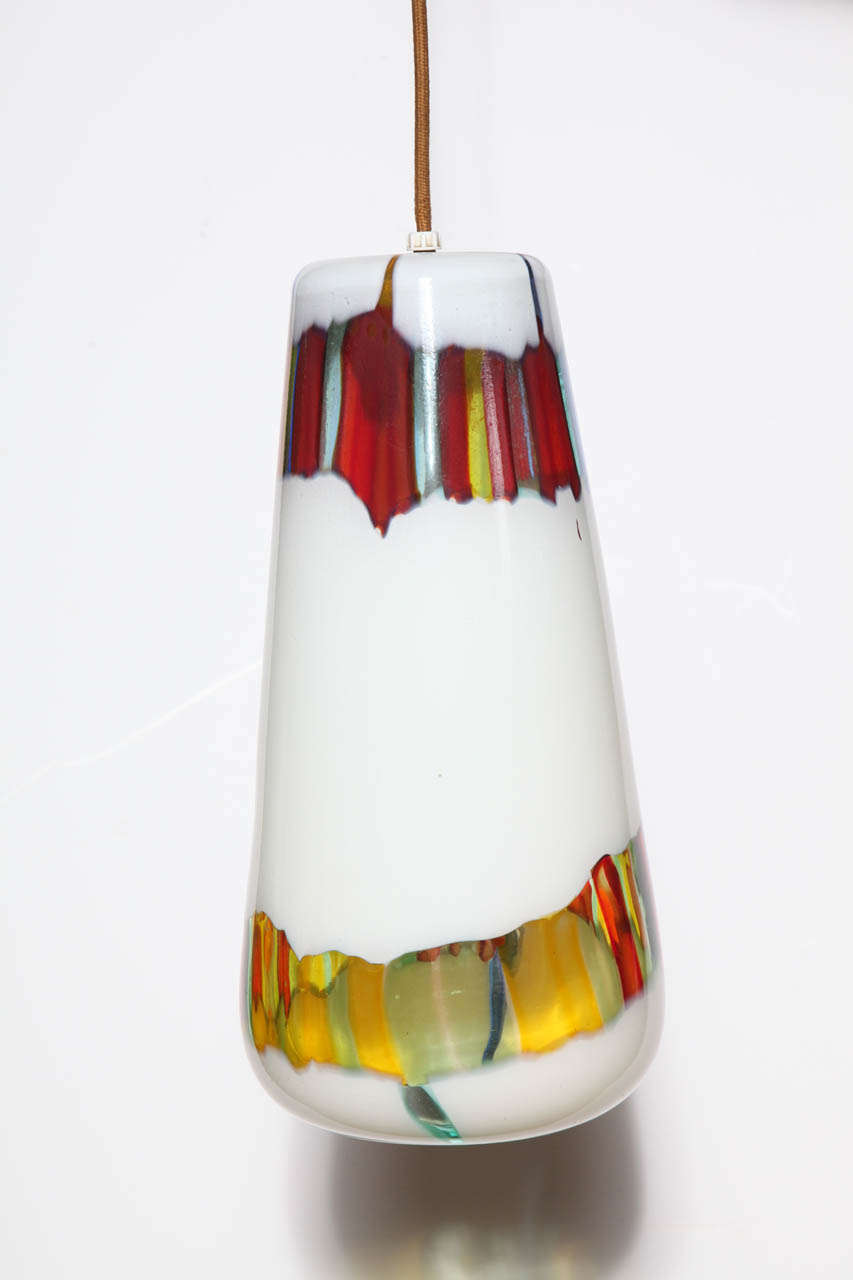 Mid-Century Modern Lampe à suspension de la série drapeau « Bandiere » d'Anzolo Fuga pour Avem Murano, vers 1955 en vente