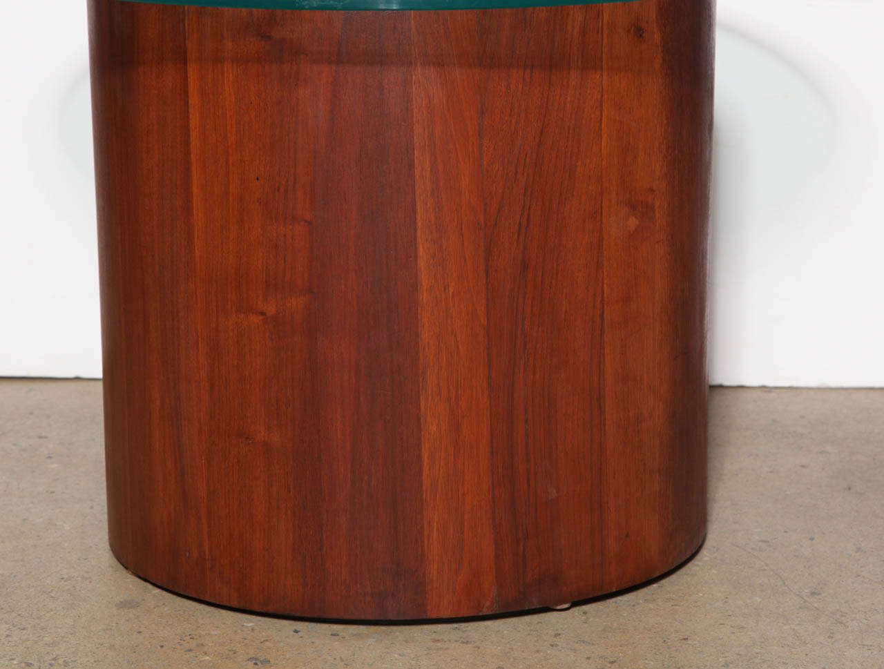 Mid-Century Modern Lane Furniture Solid Teak Circular Occasional Table with Glass Top, Late 1950s 