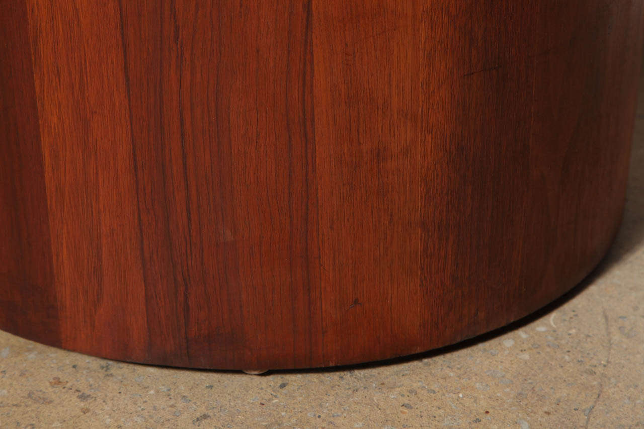 Laminated Lane Furniture Solid Teak Circular Occasional Table with Glass Top, Late 1950s 