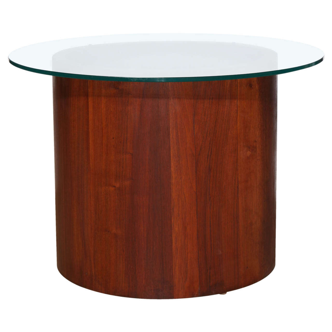 Lane Furniture Solid Teak Circular Occasional Table with Glass Top, Late 1950s 