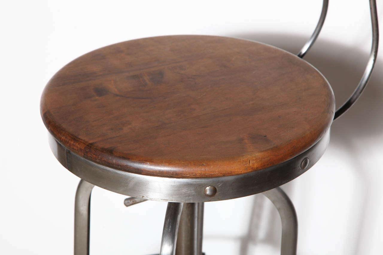 Industrial Tall Vintage Toledo Stool with Back