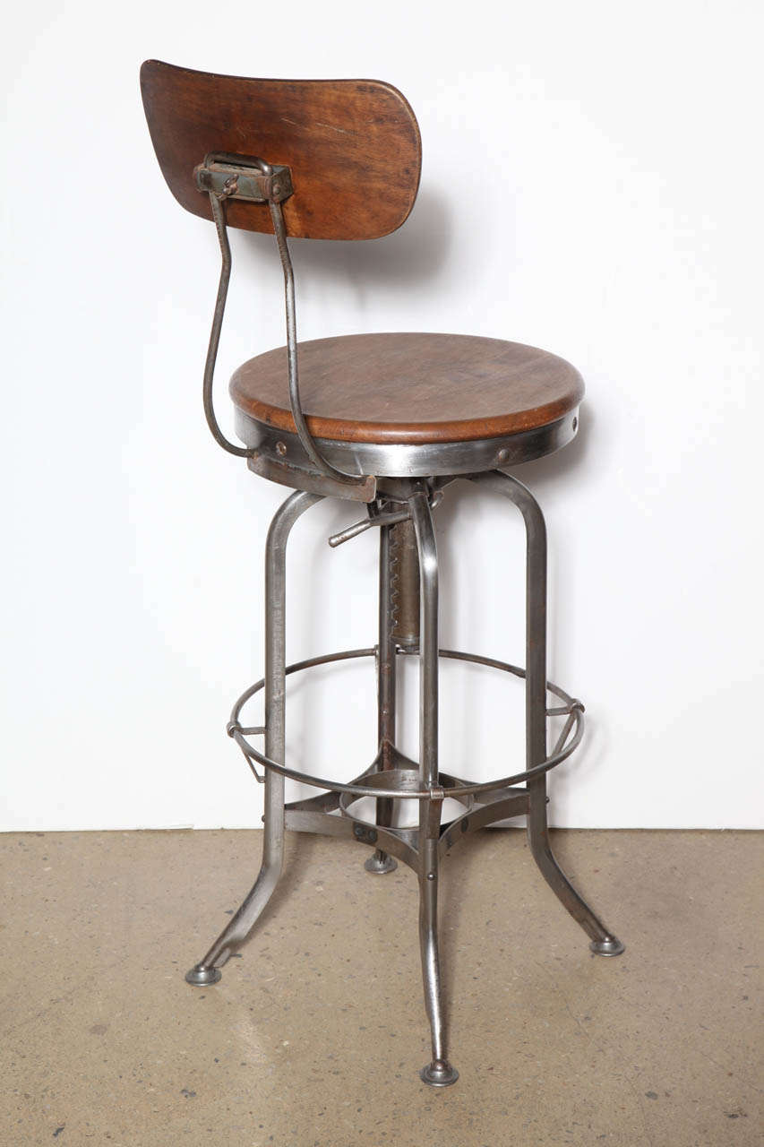 American Tall Vintage Toledo Stool with Back