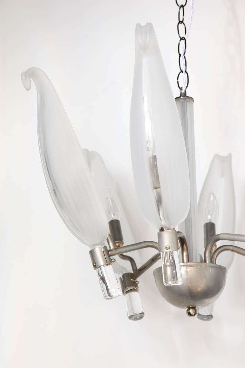Brass Franco Luce Murano Frosted Glass Six Arm 
