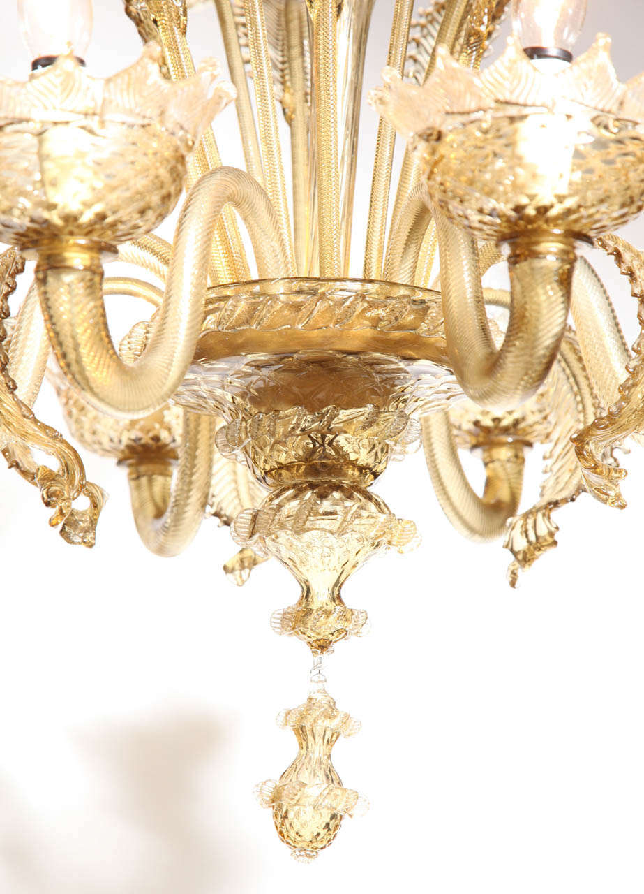 Seguso Vetri d'Arte Two Tier Botanical Form Clear Amber Glass Chandelier, 1950s  In Good Condition In Bainbridge, NY
