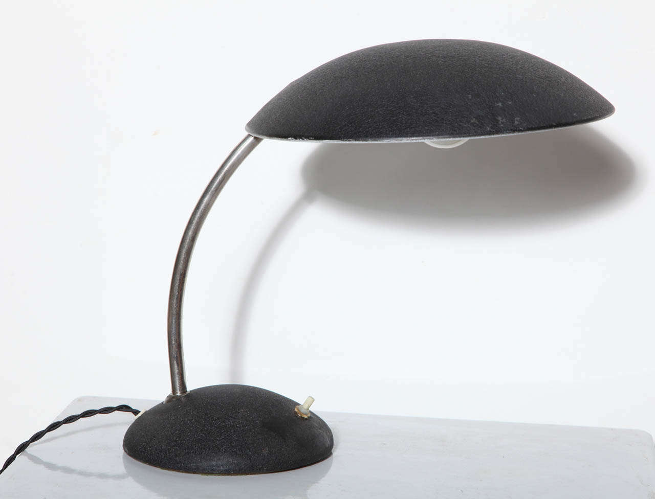 Steel Swing Lamp Co. Articulating Desk Lamp with Black Enamel Saucer Shade , 1960's 