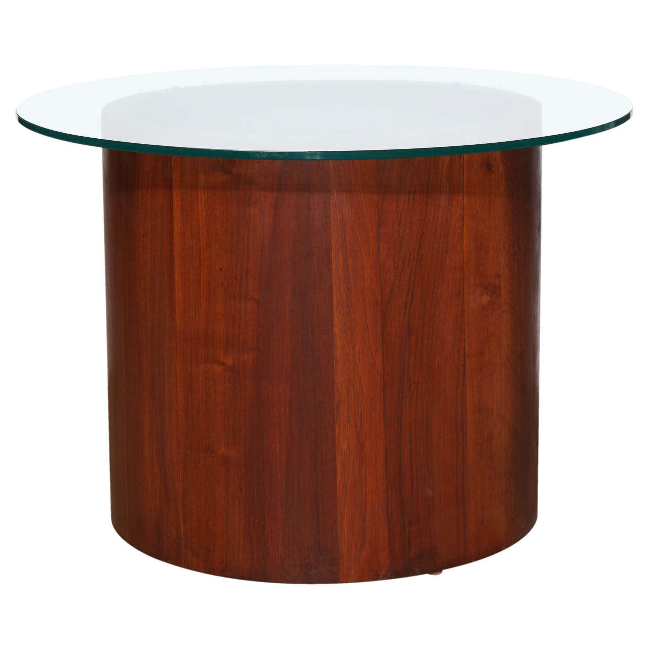 Lane Furniture Solid Teak Circular Occasional Table with Glass Top