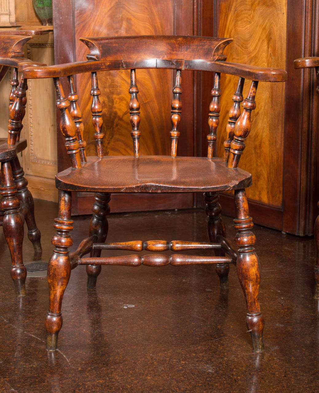 Set of 6 English Captain's Chairs, circa 1860 In Good Condition For Sale In San Francisco, CA