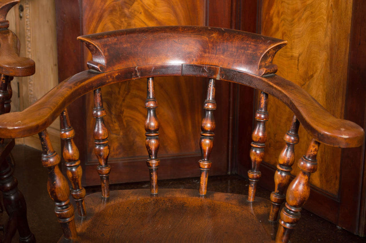 19th Century Set of 6 English Captain's Chairs, circa 1860 For Sale