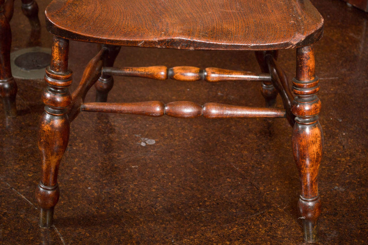 Elm Set of 6 English Captain's Chairs, circa 1860 For Sale