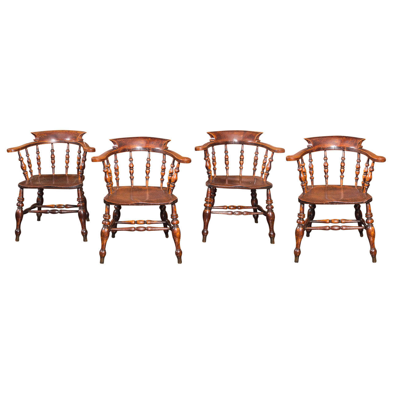 Set of 6 English Captain's Chairs, circa 1860 For Sale