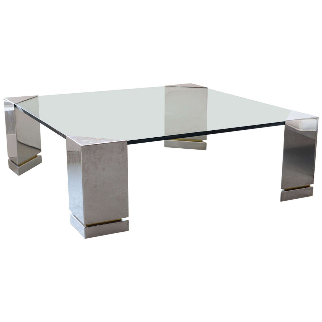 Brueton Polished Chrome and Glass Low Table, USA