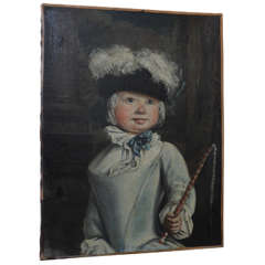 18th Century Oil Painting of Young Boy