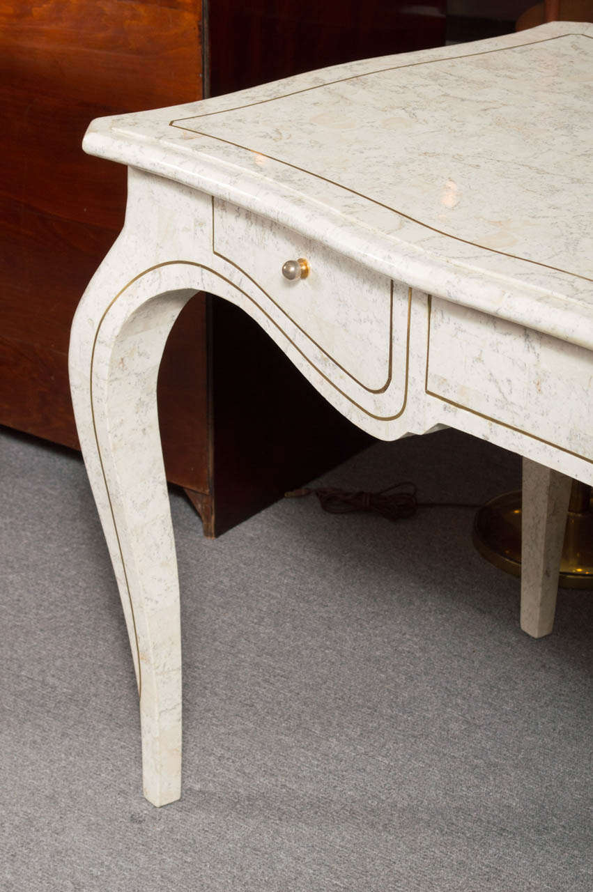 Late 20th Century French Style Bureau Plat In Tesselated Stone by Maitland Smith