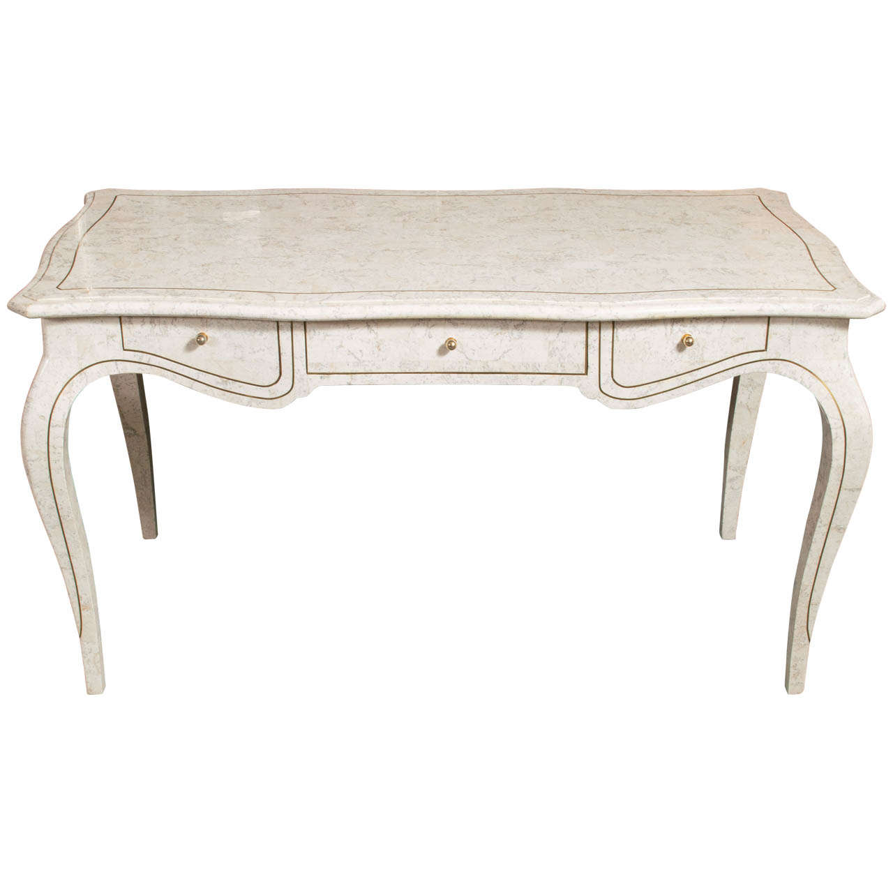 French Style Bureau Plat In Tesselated Stone by Maitland Smith
