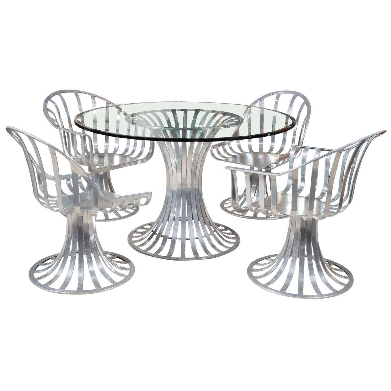 Russell Woodard Aluminum Patio Furniture, Table and Two Chairs at