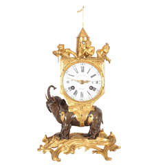 Antique A Louis XV Ormolu and Bronze Elephant Mantel Clock, Bailly l'Aîné, ca 1750