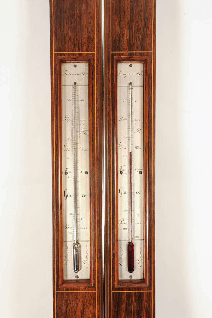 19th Century French Rosewood Stick Barometer, circa 1840 For Sale