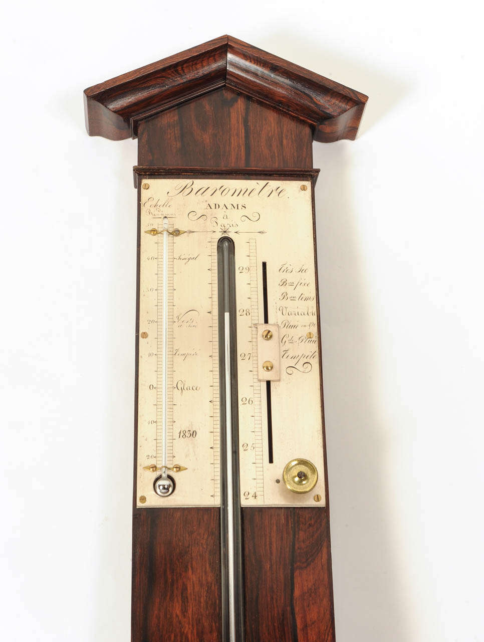 Charles X A French Rosewood Stick Barometer by Adams A Paris circa 1830 For Sale