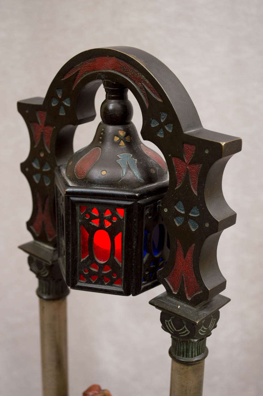 Cold Painted Vienna Bronze Arab Lamp In Excellent Condition In Petaluma, CA