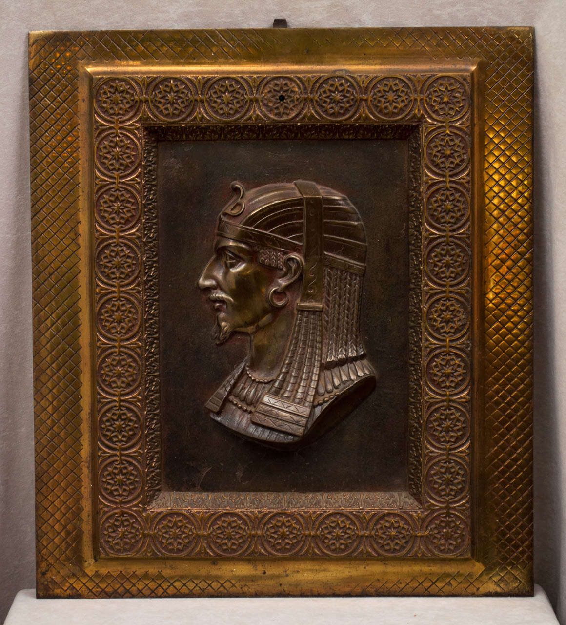 Egyptian Revival Aesthetic Movement Cast Iron Bas Relief Placque