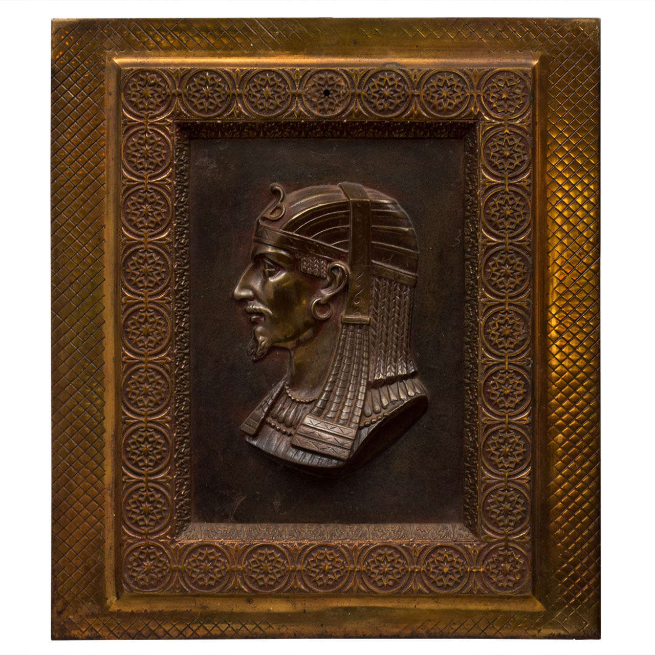 Egyptian Revival Aesthetic Movement Cast Iron Bas Relief Placque