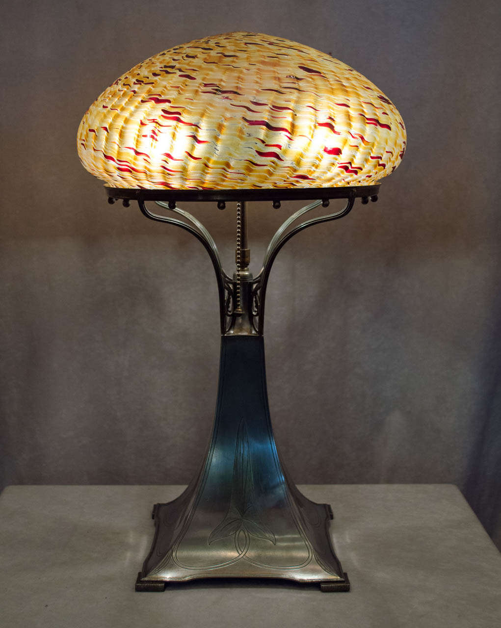Blown Glass Art Nouveau Table Lamp, Austrian Glass