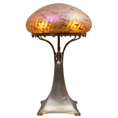 Art Nouveau Table Lamp, Austrian Glass