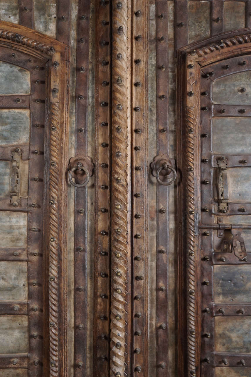 Indian Monumental 19th Century Teak and Iron Fortress Doors For Sale