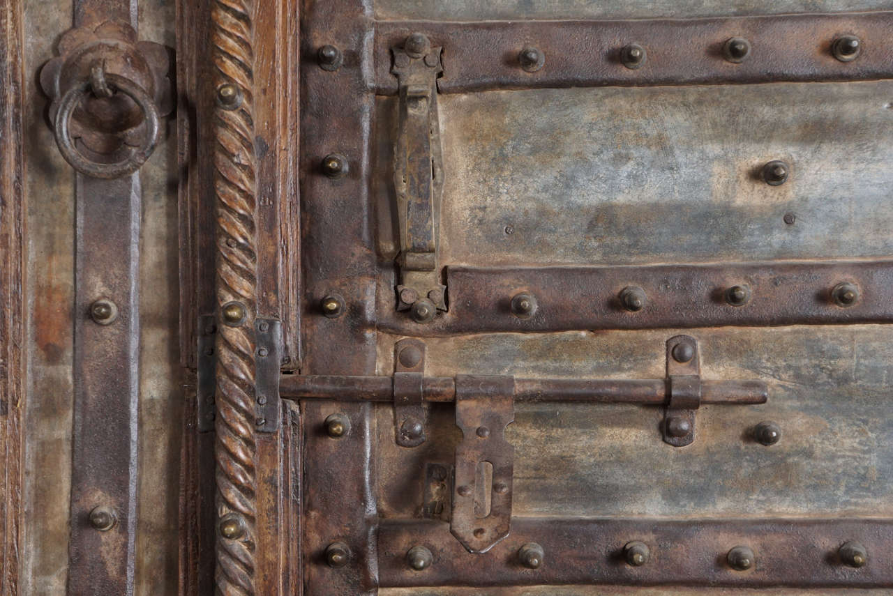 Monumental 19th Century Teak and Iron Fortress Doors In Excellent Condition For Sale In Hudson, NY
