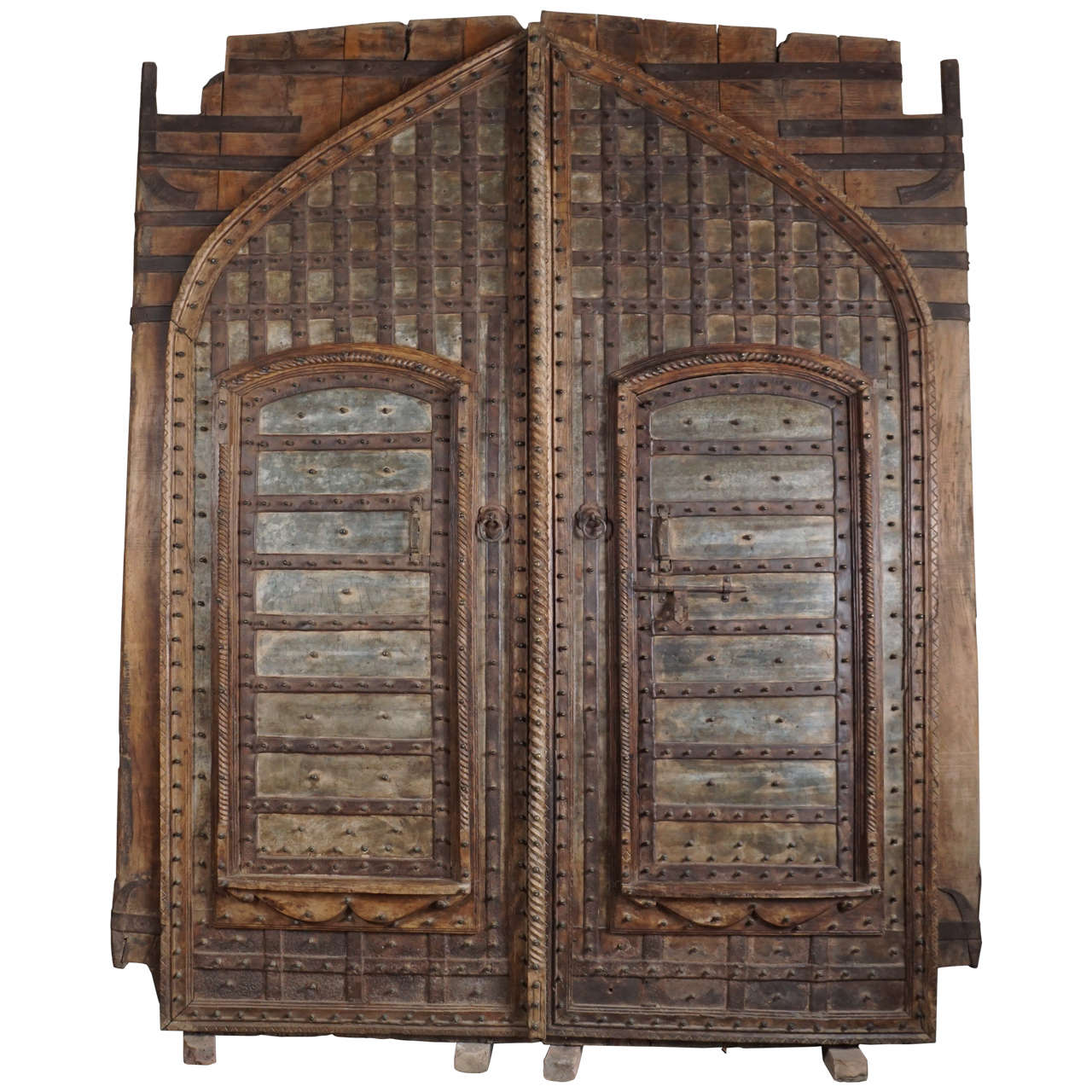 Monumental 19th Century Teak and Iron Fortress Doors For Sale