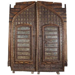 Antique Monumental 19th Century Teak and Iron Fortress Doors