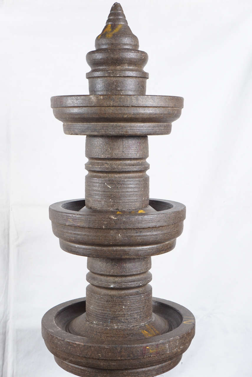Carved 19th Century Tiered Stone Oil Lamps