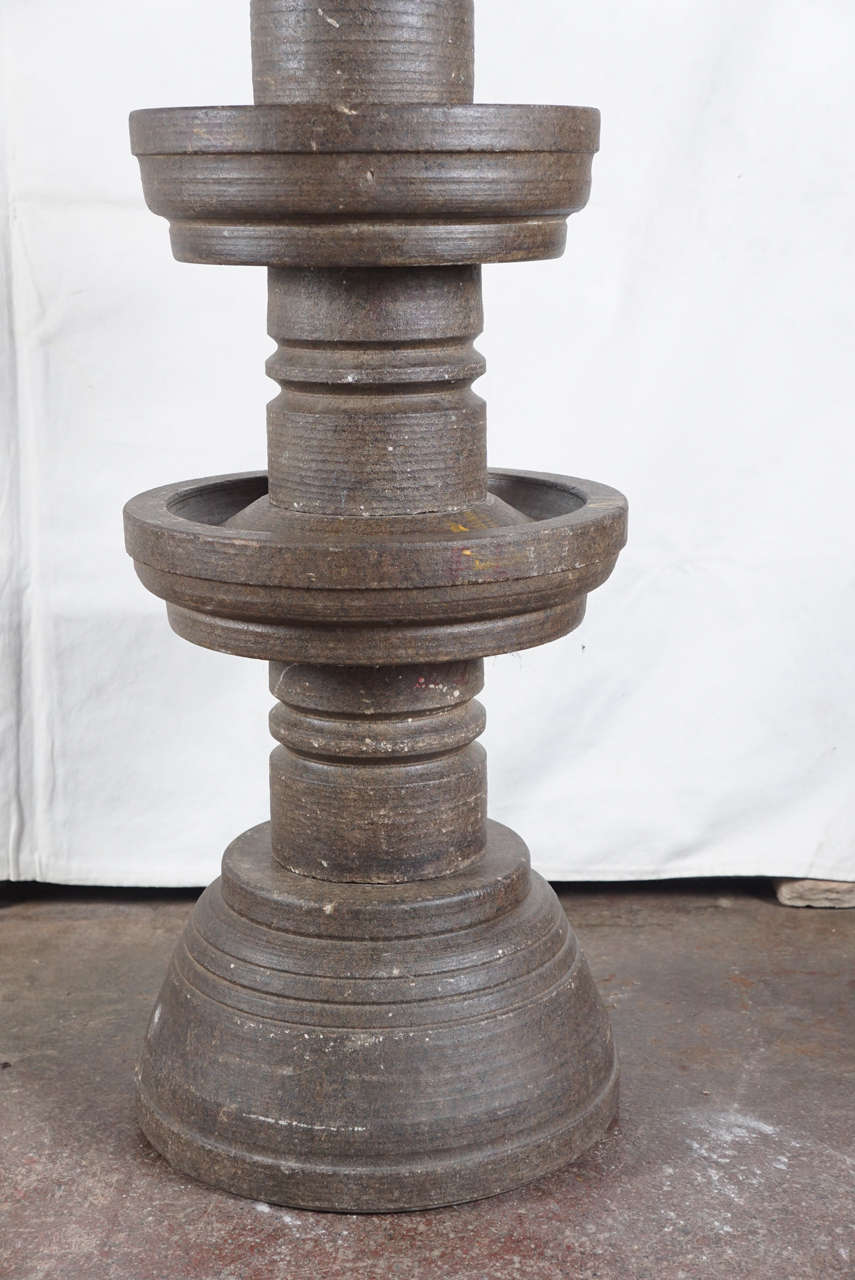 19th Century Tiered Stone Oil Lamps In Good Condition In Hudson, NY