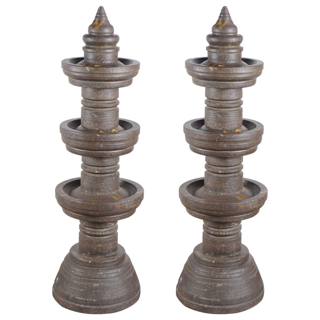 19th Century Tiered Stone Oil Lamps